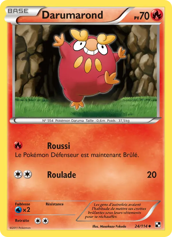 Scan HD carte Pokémon Darumarond 24/114 — Noir & Blanc
