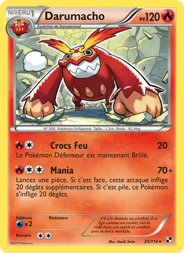 Scan HD carte Pokémon Darumacho 25/114 — Noir & Blanc
