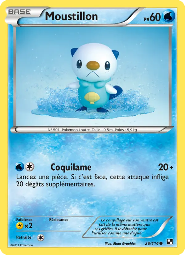 Scan HD carte Pokémon Moustillon 28/114 — Noir & Blanc
