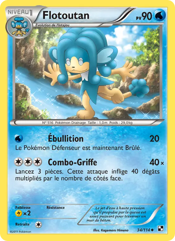 Scan HD carte Pokémon Flotoutan 34/114 — Noir & Blanc