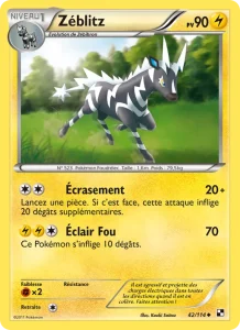 Carte Pokemon Zéblitz 42/114 Noir & Blanc