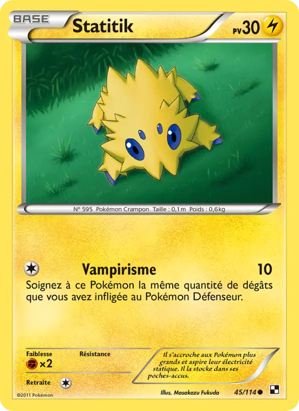Scan HD carte Pokémon Statitik 45/114 — Noir & Blanc