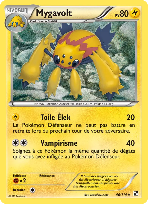 Scan HD carte Pokémon Mygavolt 46/114 — Noir & Blanc