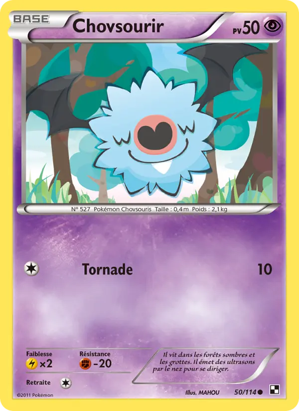 Scan HD carte Pokémon Chovsourir 50/114 — Noir & Blanc