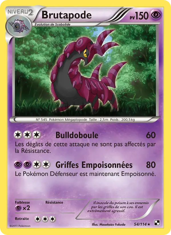 Scan HD carte Pokémon Brutapode 54/114 — Noir & Blanc