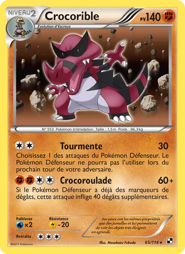 Scan HD carte Pokémon Crocorible 65/114 — Noir & Blanc