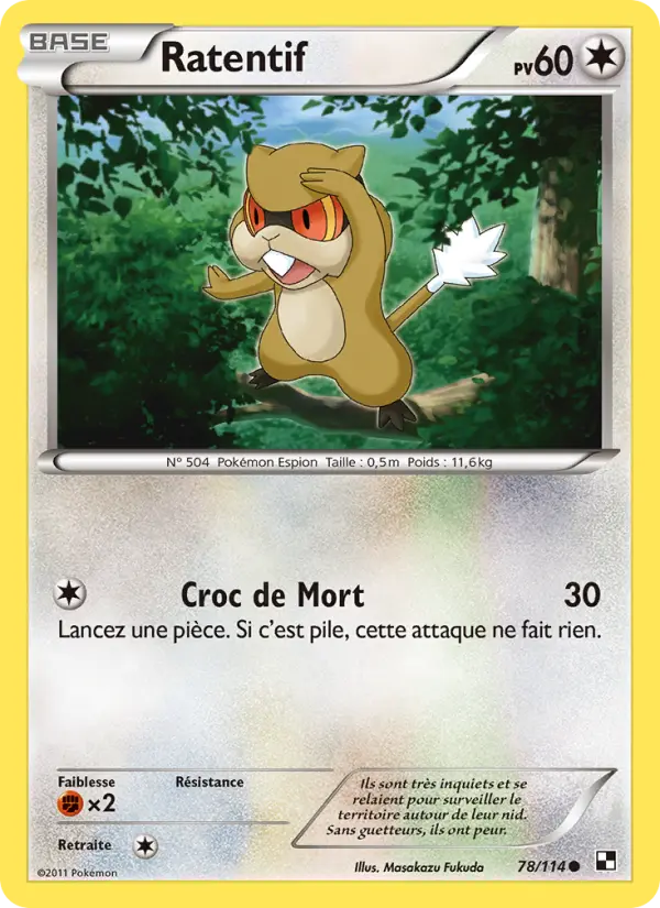 Scan HD carte Pokémon Ratentif 78/114 — Noir & Blanc