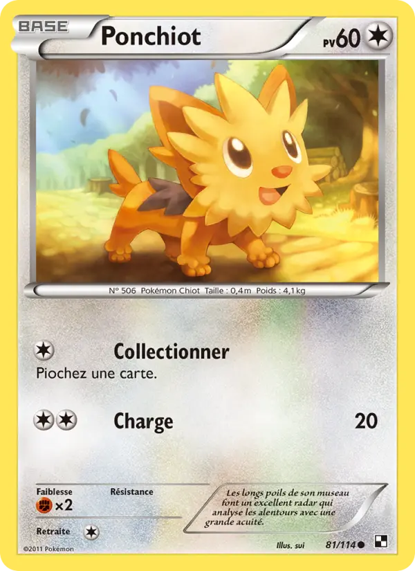 Scan HD carte Pokémon Ponchiot 81/114 — Noir & Blanc