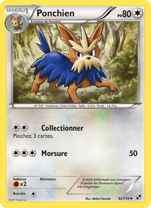 Scan HD carte Pokémon Ponchien 82/114 — Noir & Blanc