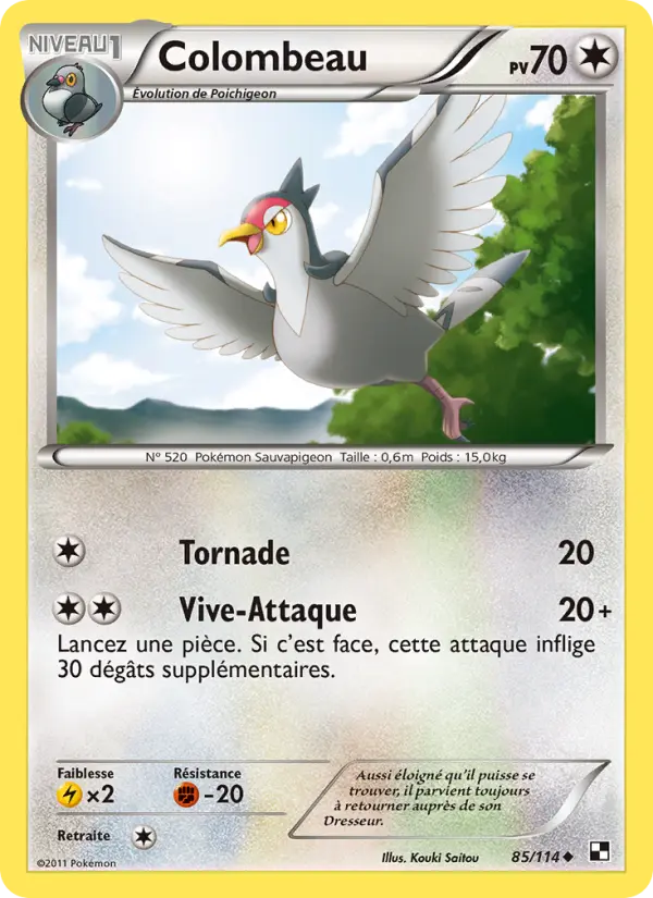 Scan HD carte Pokémon Colombeau 85/114 — Noir & Blanc