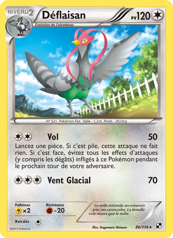 Scan HD carte Pokémon Déflaisan 86/114 — Noir & Blanc