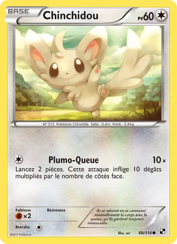 Scan HD carte Pokémon Chinchidou 88/114 — Noir & Blanc