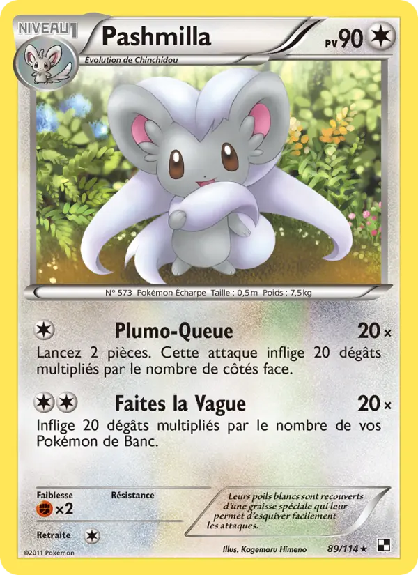 Scan HD carte Pokémon Pashmilla 89/114 — Noir & Blanc