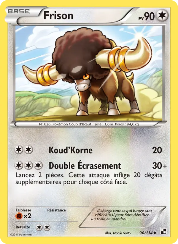 Scan HD carte Pokémon Frison 90/114 — Noir & Blanc