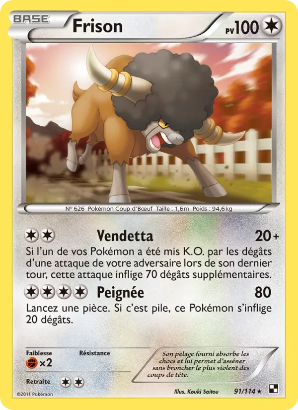 Scan HD carte Pokémon Frison 91/114 — Noir & Blanc