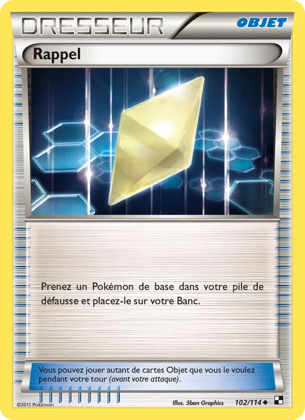 Scan HD carte Pokémon Rappel 102/114 — Noir & Blanc