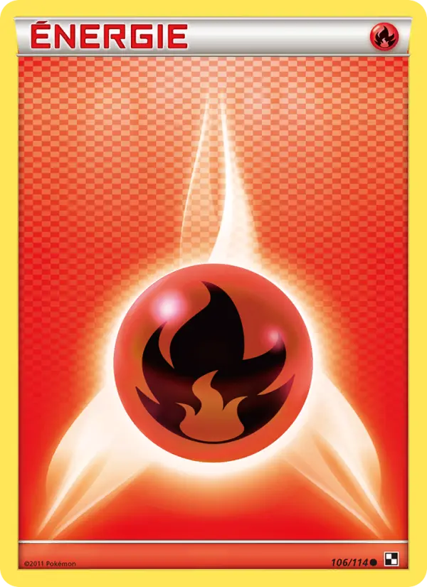 Scan HD carte Pokémon Énergie Feu 106/114 — Noir & Blanc