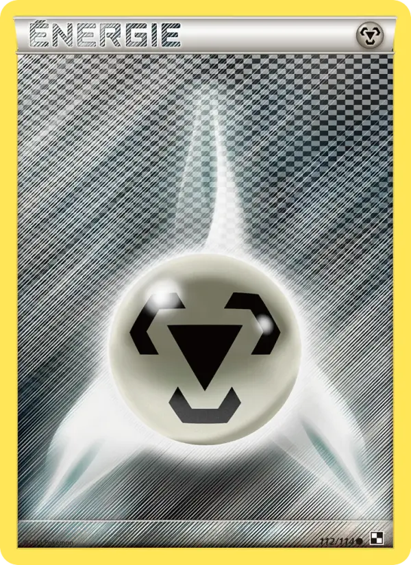 Scan HD carte Pokémon Énergie Métal 112/114 — Noir & Blanc