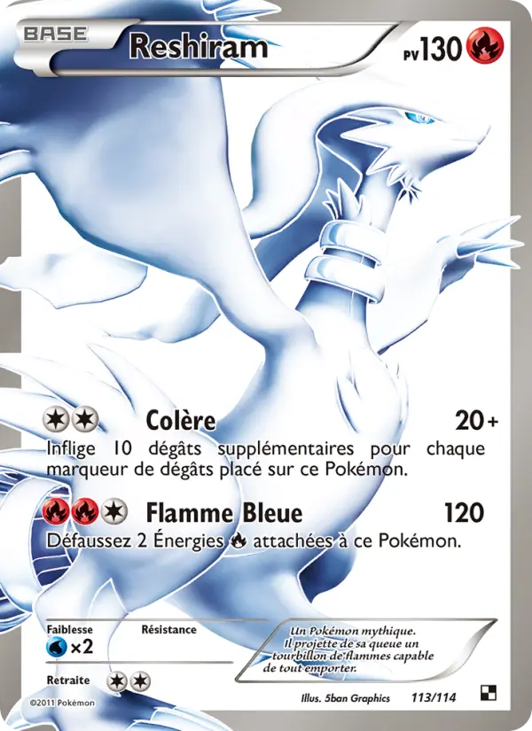 Scan HD carte Pokémon Reshiram 113/114 — Noir & Blanc
