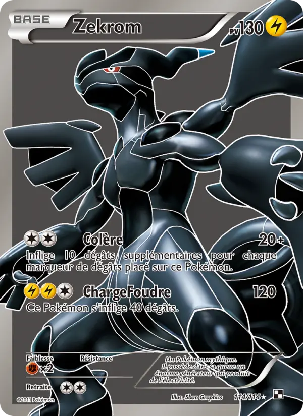 Scan HD carte Pokémon Zekrom 114/114 — Noir & Blanc