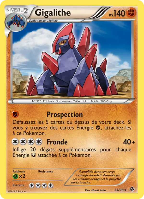 Scan HD carte Pokémon Gigalithe 53/98 — Pouvoirs Émergents