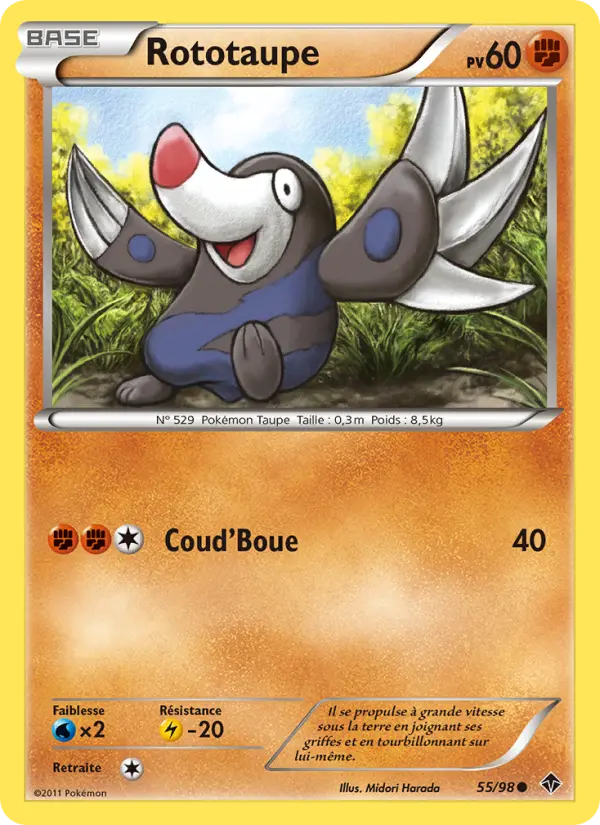 Scan HD carte Pokémon Rototaupe 55/98 — Pouvoirs Émergents