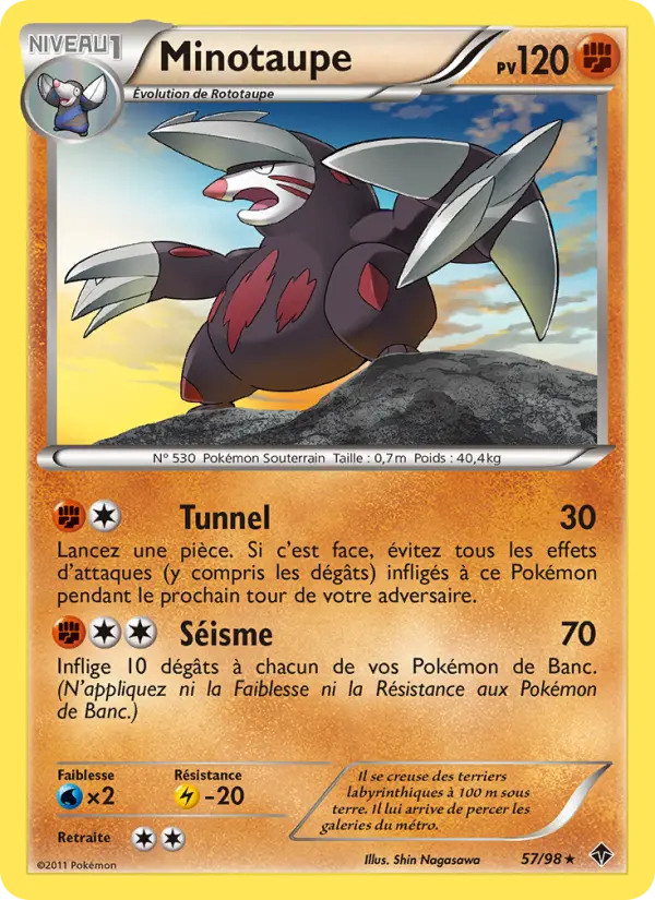 Scan HD carte Pokémon Minotaupe 57/98 — Pouvoirs Émergents
