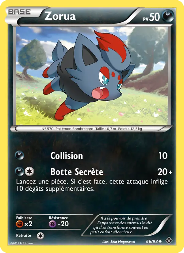 Scan HD carte Pokémon Zorua 66/98 — Pouvoirs Émergents