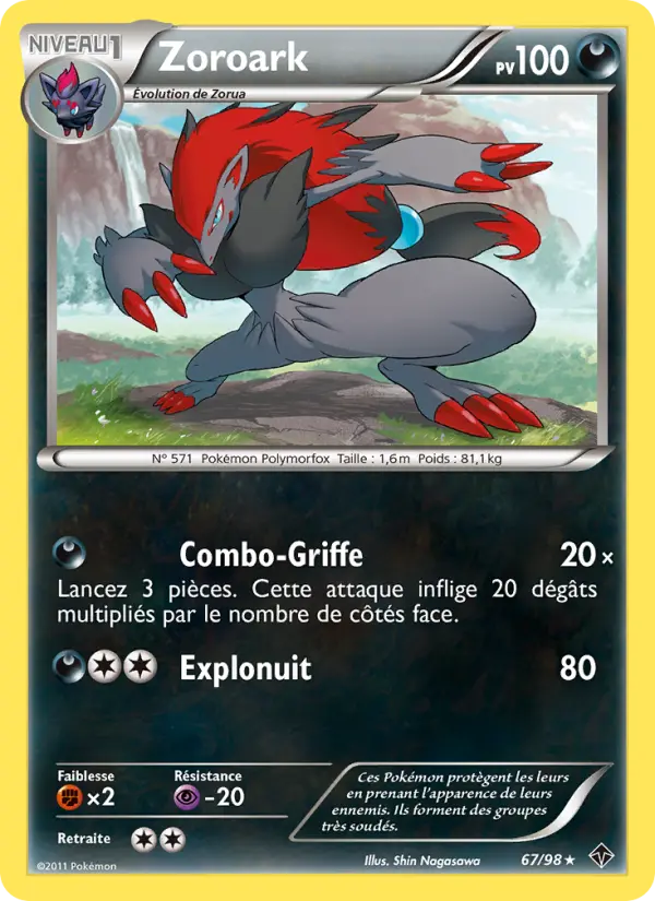 Scan HD carte Pokémon Zoroark 67/98 — Pouvoirs Émergents