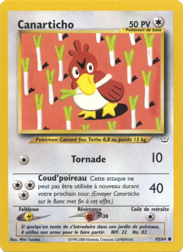Scan HD carte Pokémon Canarticho 43/64 — Neo Revelation