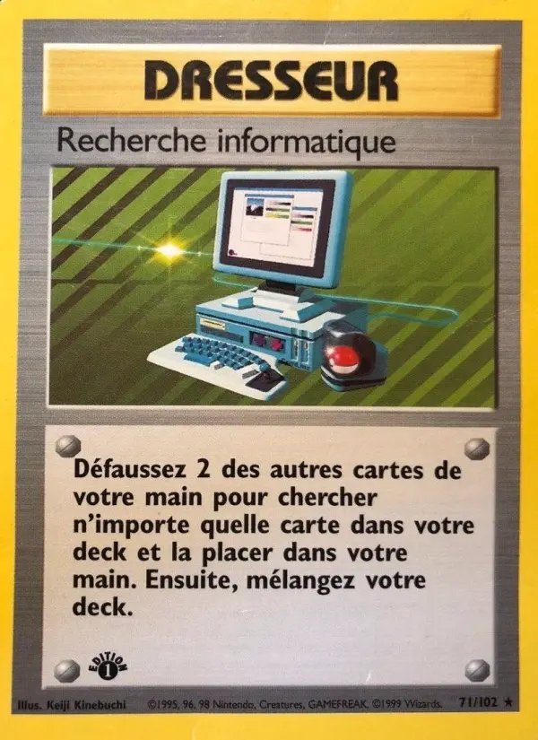 Scan HD carte Pokémon Recherche informatique 71/102 — Set de Base