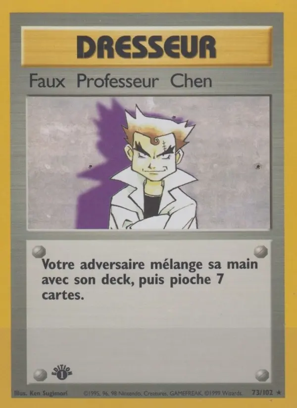 Scan HD carte Pokémon Faux Professeur Chen 73/102 — Set de Base