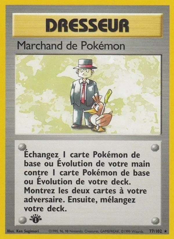 Scan HD carte Pokémon Marchand de Pokémon 77/102 — Set de Base