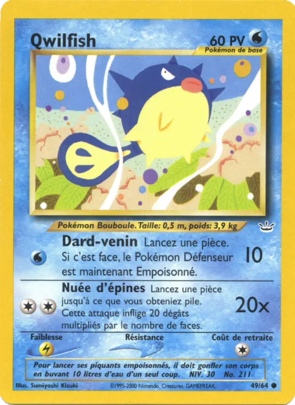 Scan HD carte Pokémon Qwilfish 49/64 — Neo Revelation