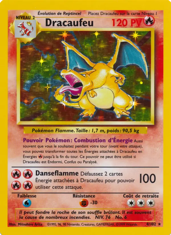 Scan HD carte Pokémon Dracaufeu 4/102 — Set de Base