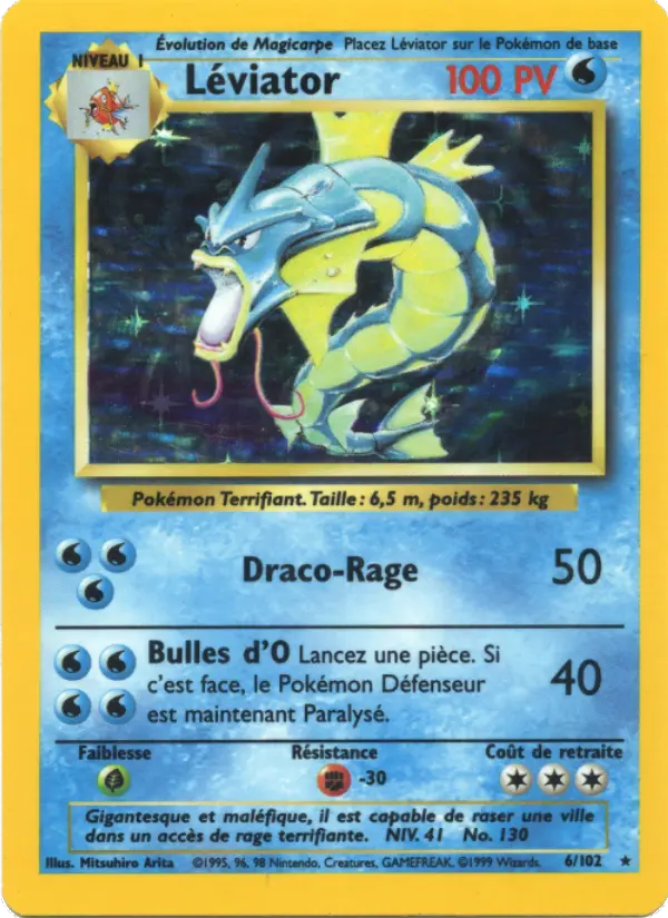 Scan HD carte Pokémon Léviator 6/102 — Set de Base