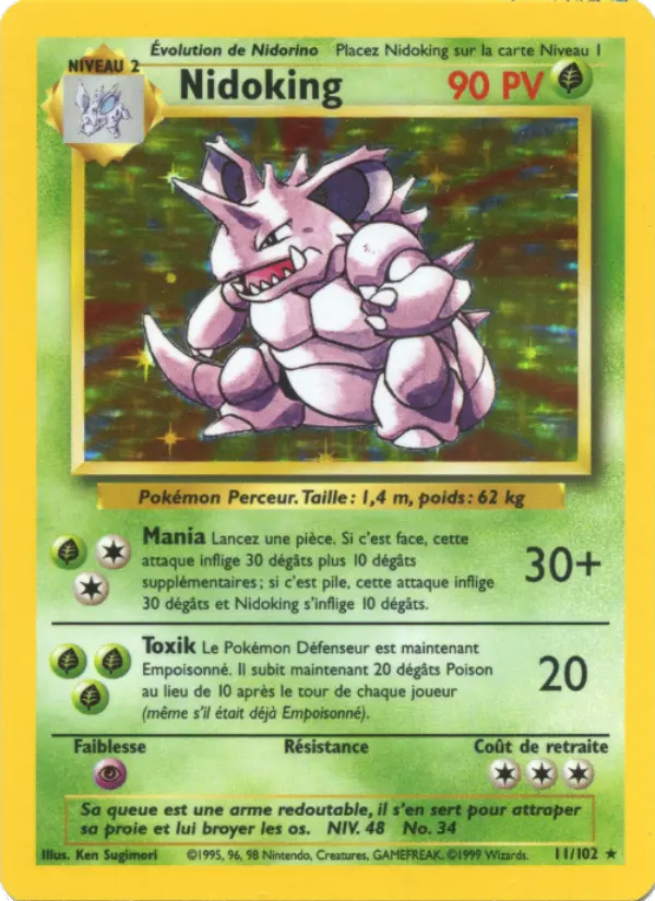 Scan HD carte Pokémon Nidoking 11/102 — Set de Base