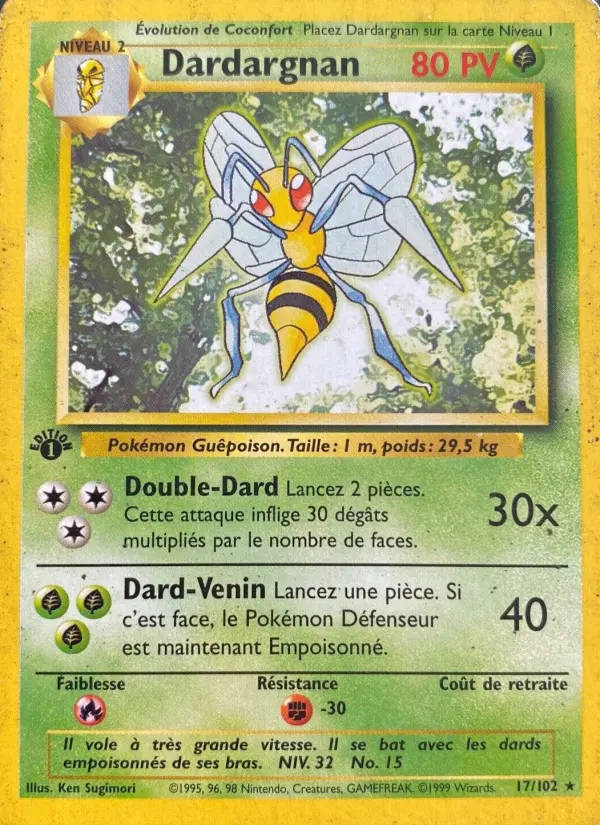 Scan HD carte Pokémon Dardargnan 17/102 — Set de Base