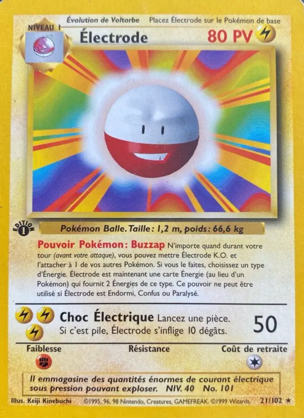 Scan HD carte Pokémon Électrode 21/102 — Set de Base