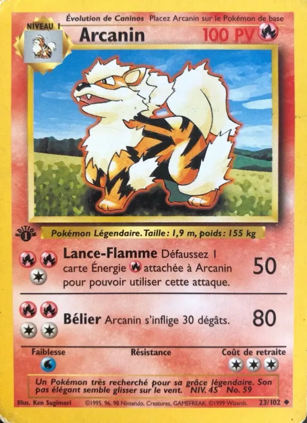 Scan HD carte Pokémon Arcanin 23/102 — Set de Base