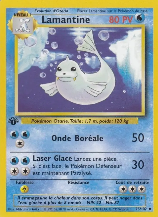 Scan HD carte Pokémon Lamantine 25/102 — Set de Base
