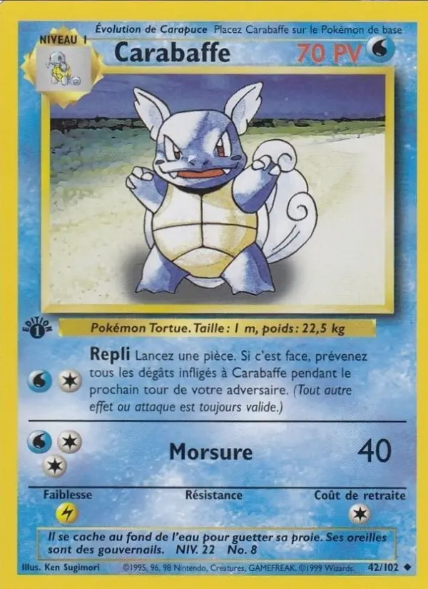 Scan HD carte Pokémon Carabaffe 42/102 — Set de Base