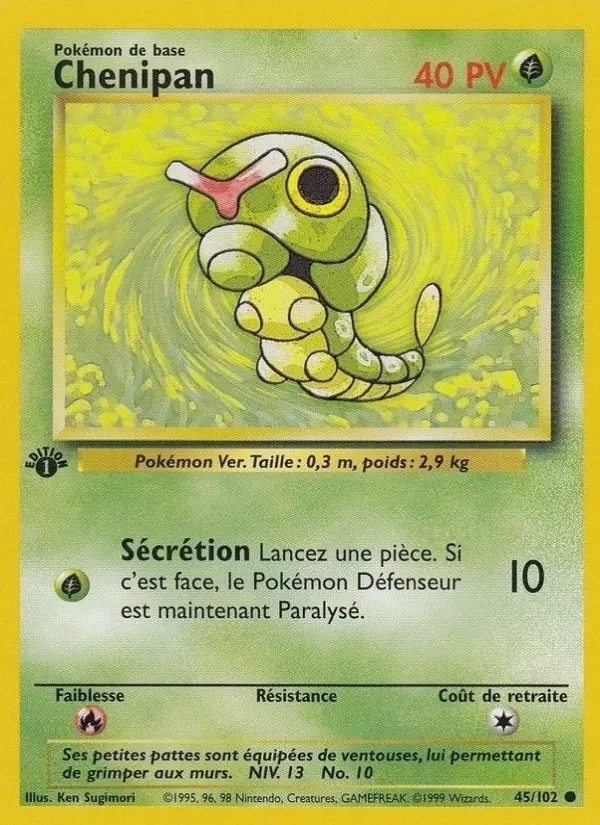 Scan HD carte Pokémon Chenipan 45/102 — Set de Base