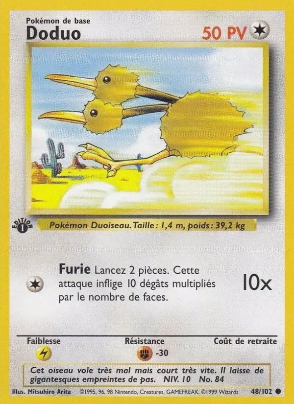 Scan HD carte Pokémon Doduo 48/102 — Set de Base