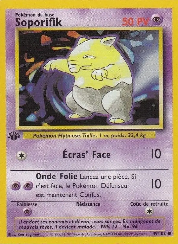Scan HD carte Pokémon Soporifik 49/102 — Set de Base