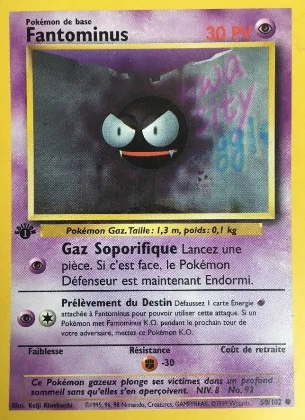 Scan HD carte Pokémon Fantominus 50/102 — Set de Base