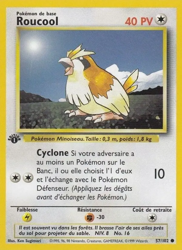 Scan HD carte Pokémon Roucool 57/102 — Set de Base