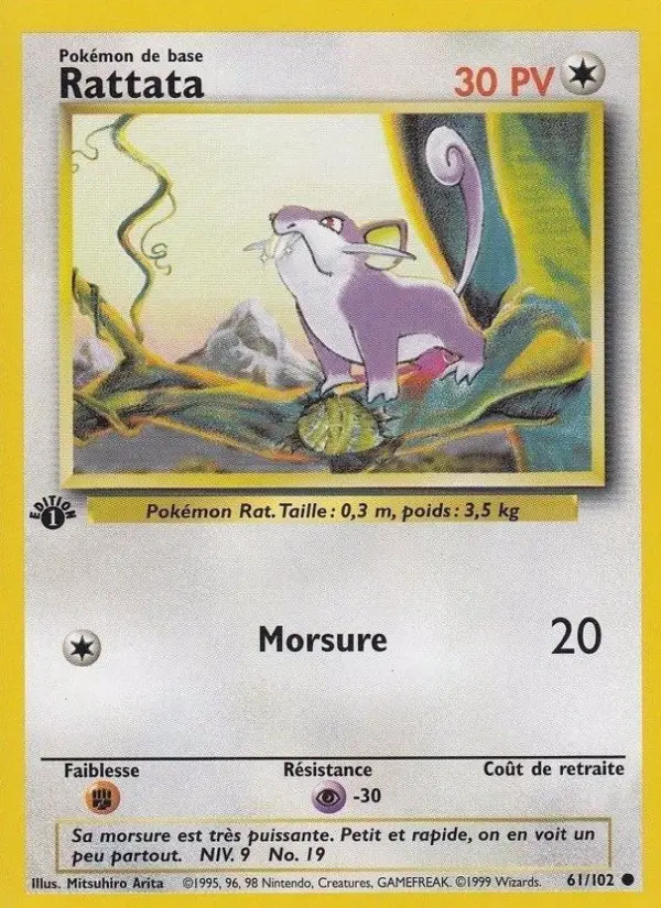 Scan HD carte Pokémon Rattata 61/102 — Set de Base