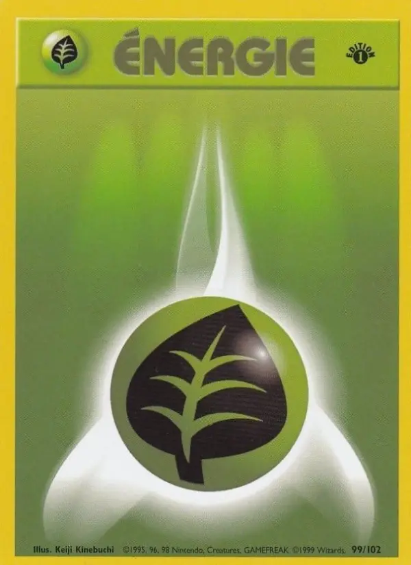 Scan HD carte Pokémon Énergie Plante 99/102 — Set de Base