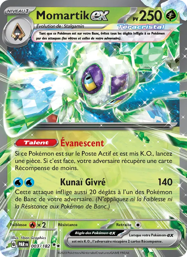 Scan HD carte Pokémon Momartik-ex 003/182 — Faille Paradoxe